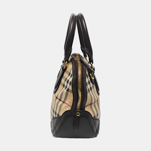 Coated Canvas Top Handle Bag Small Beige