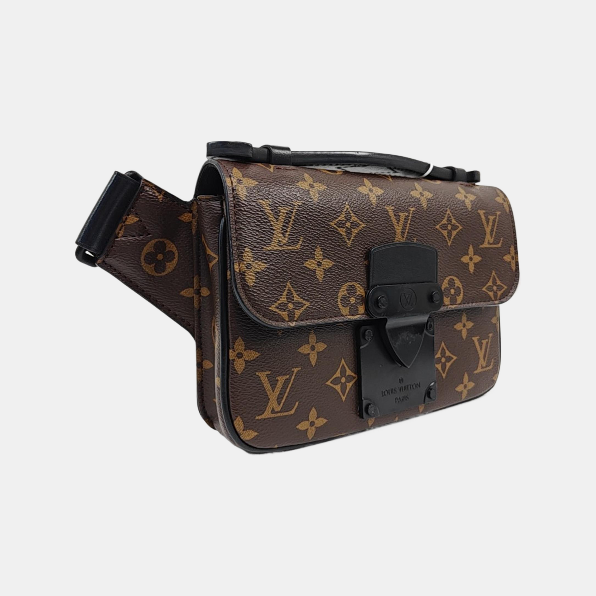 S LOCK Monogram Coated Canvas Brown