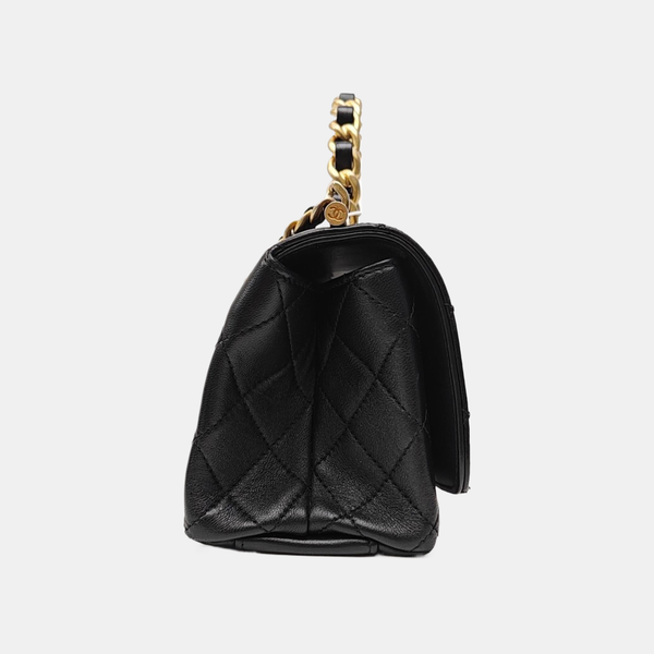 TWO TONE CHAIN HANDLE Small Quilted Lambskin Black