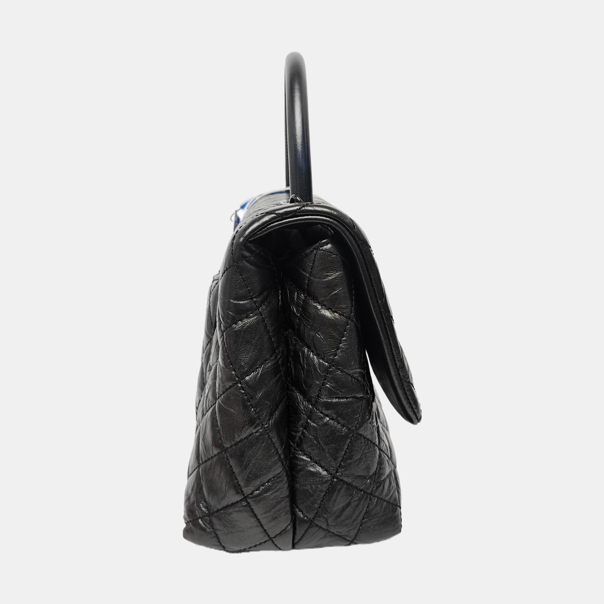COCO HANDLE Medium Quilted Calfskin Gray