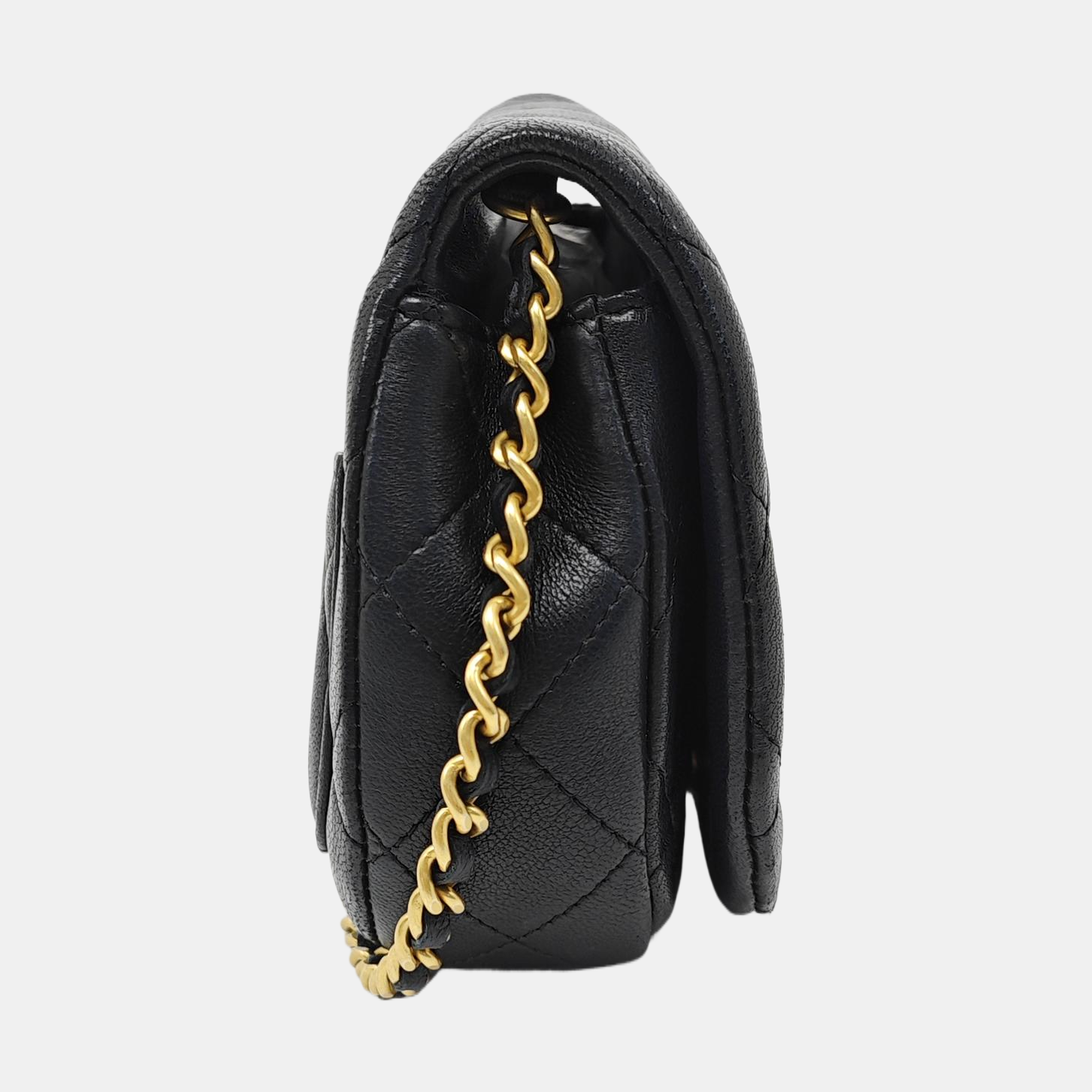 Quilted Lambskin Shoulder Bag Black