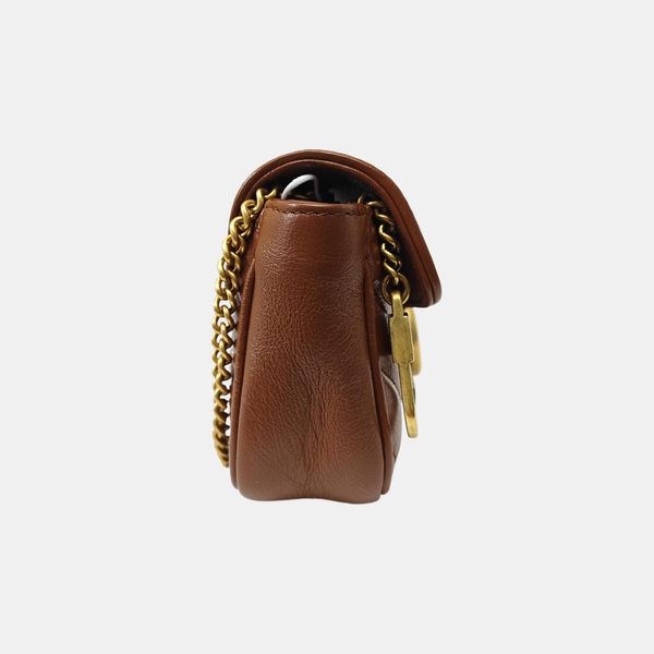 GG Marmont Mini Quilted Calfskin Brown