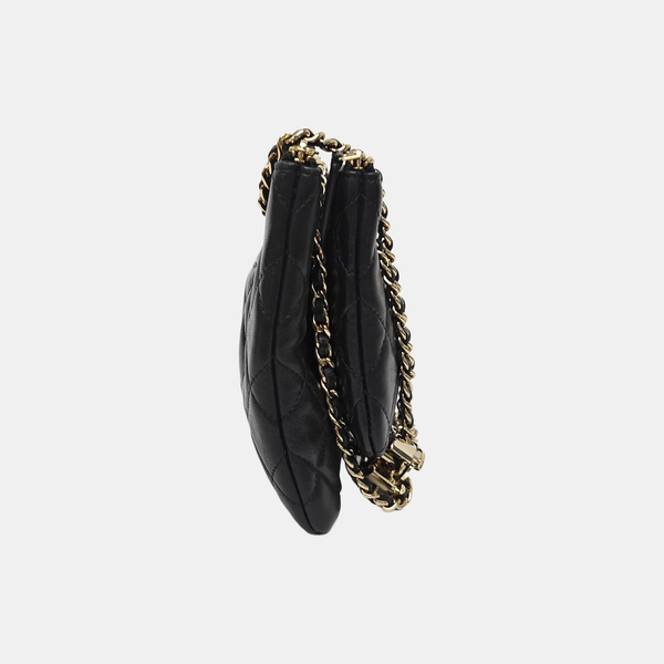 Quilted Lambskin Shoulder Bag Black