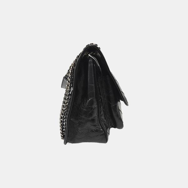NIKI Medium Chevron Calfskin Black
