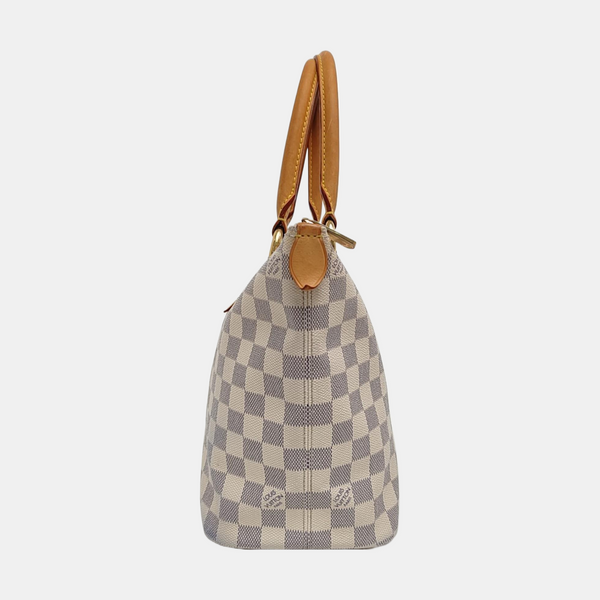 SALEYA PM Damier Azur Coated Canvas White