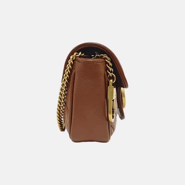 GG Marmont Mini Quilted Calfskin Brown