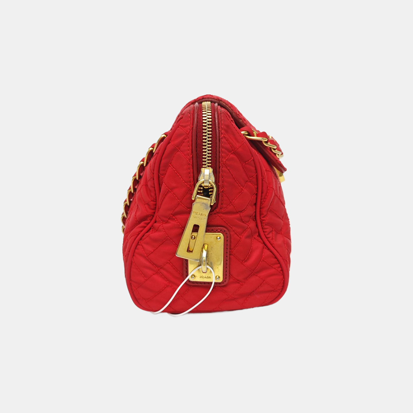 Quilted Nylon Shoulder Bag Red