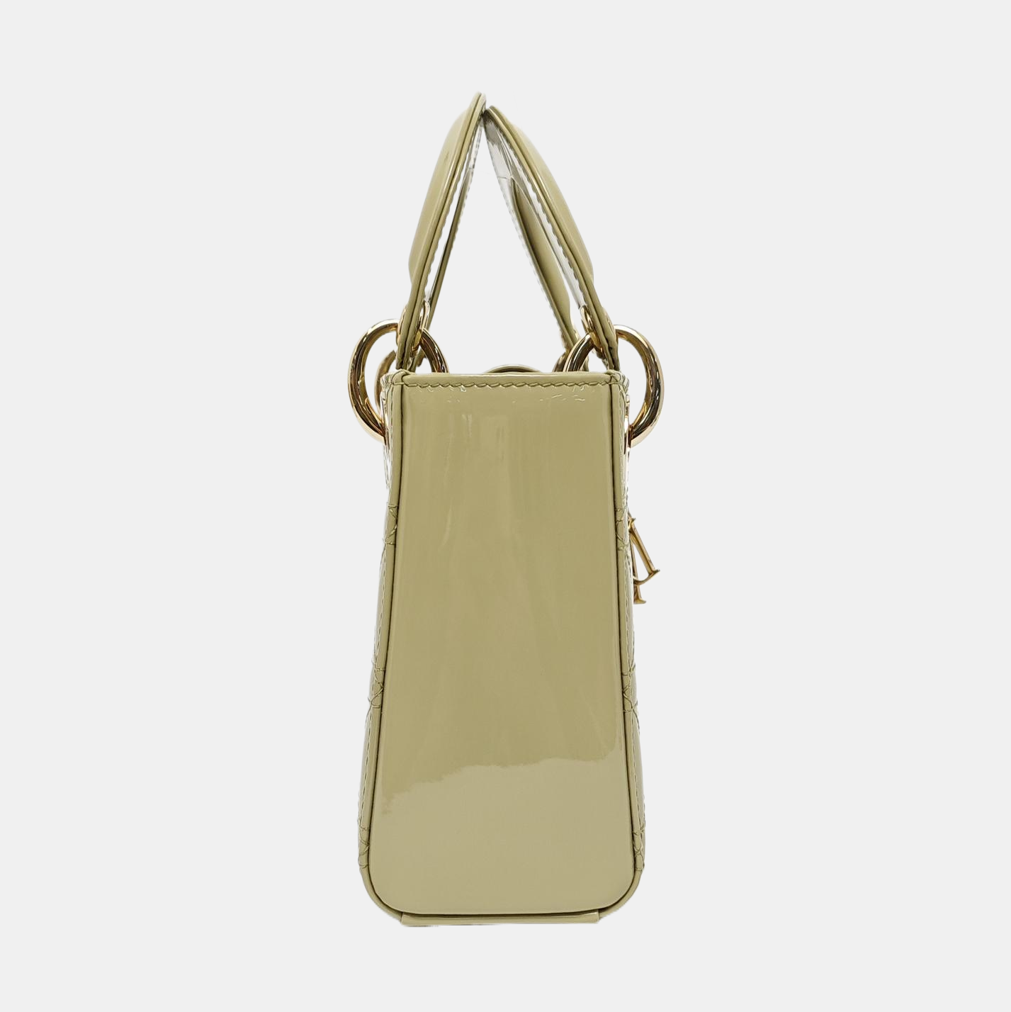 Authenticated pre-owned  Lady Dior Cannage Patent Leather Green - Shoulder Bag at Looply