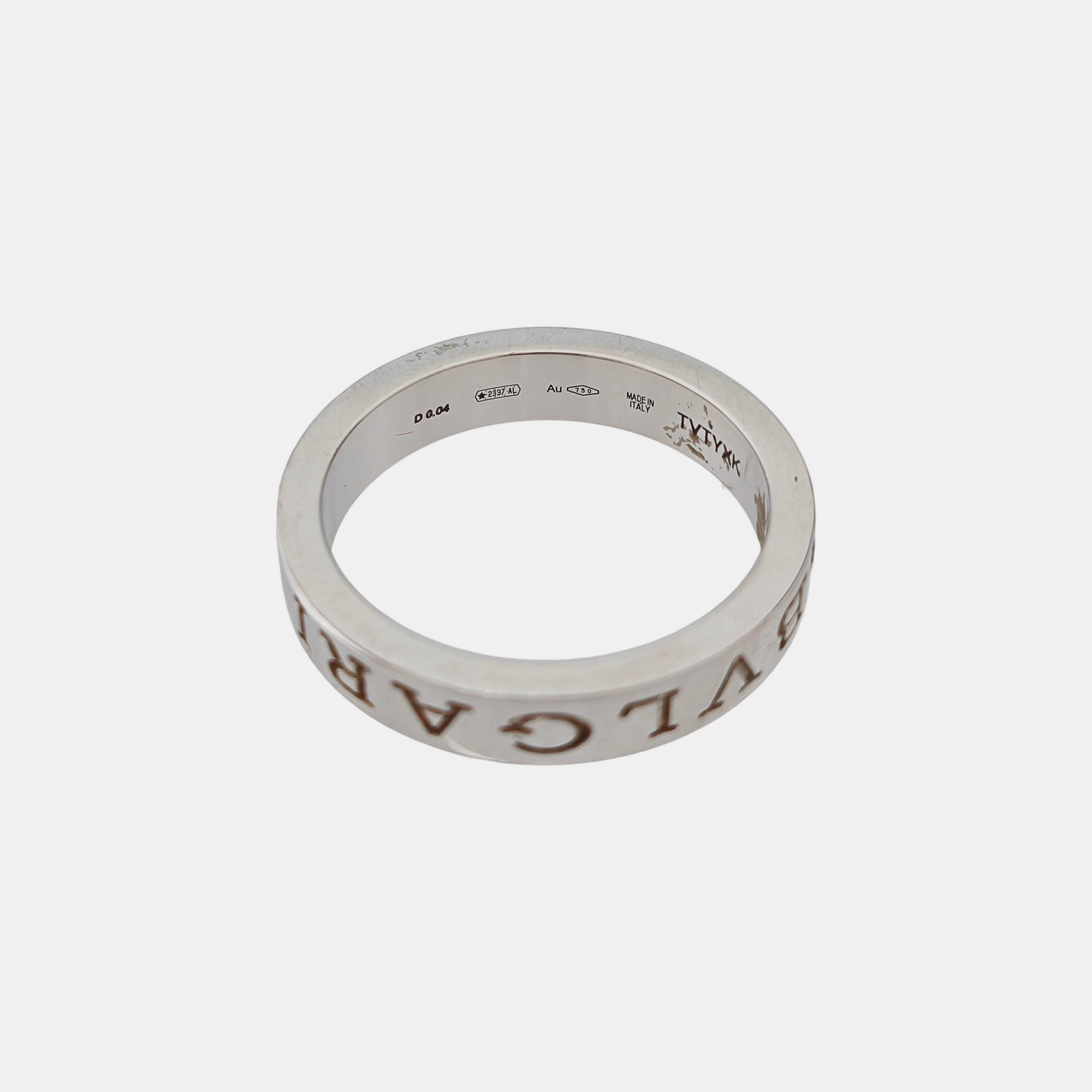 B.ZERO1 18k White Gold Silver Ring EU 57