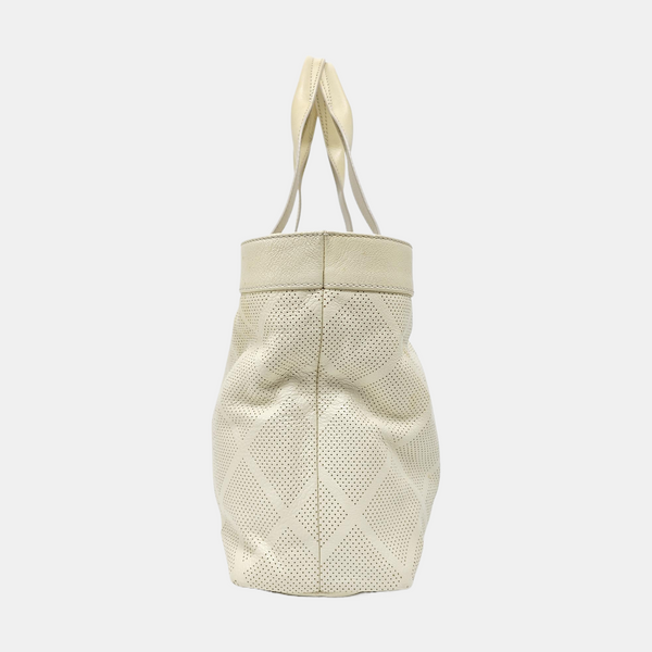 Quilted Lambskin Tote Bag White