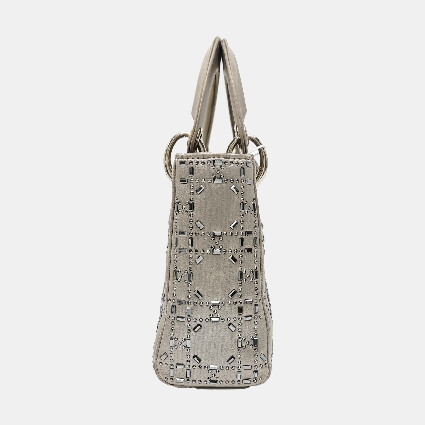 Lady Dior Mini Cannage Silk Satin Gray