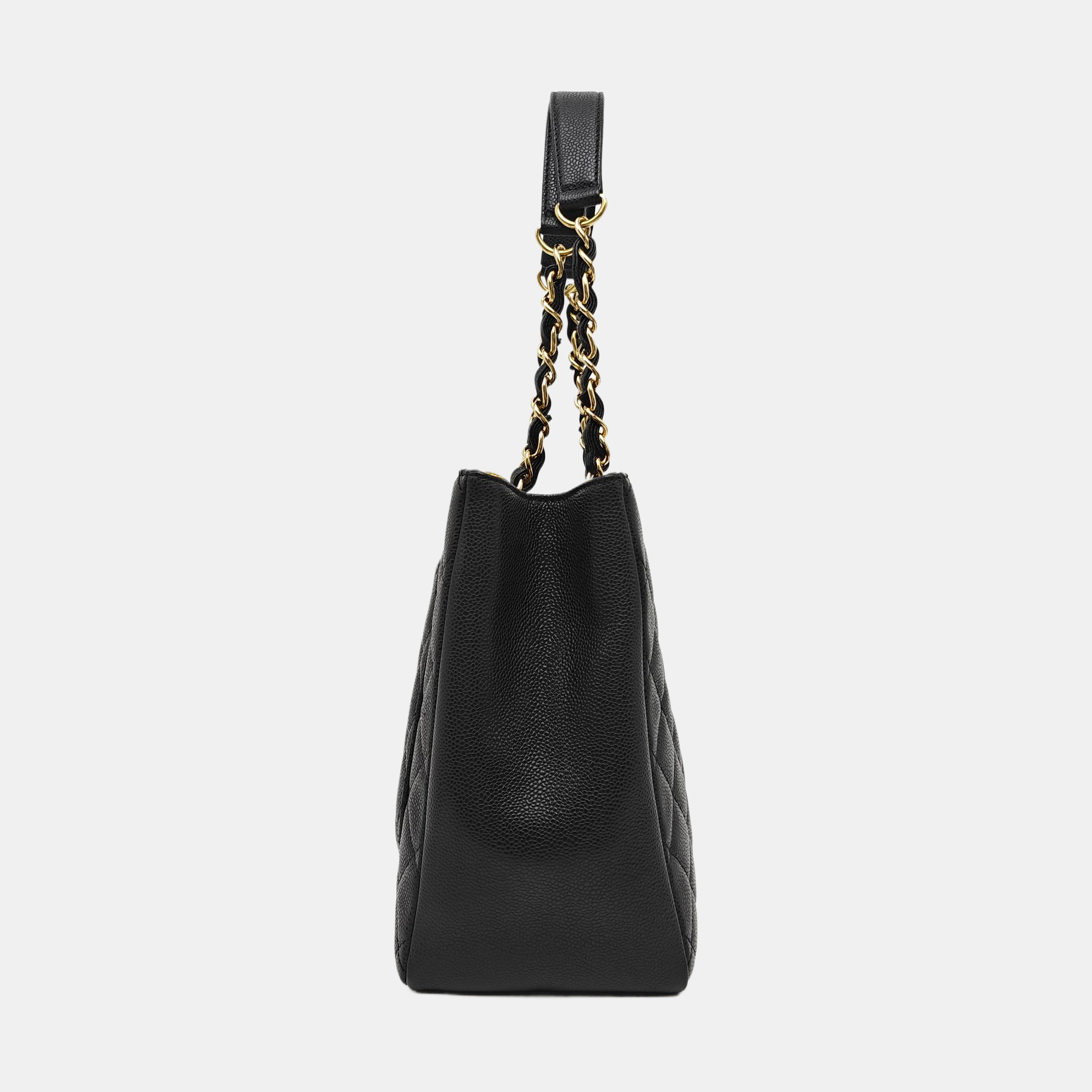 CHANEL GST Large Quilted Grained Calfskin Black