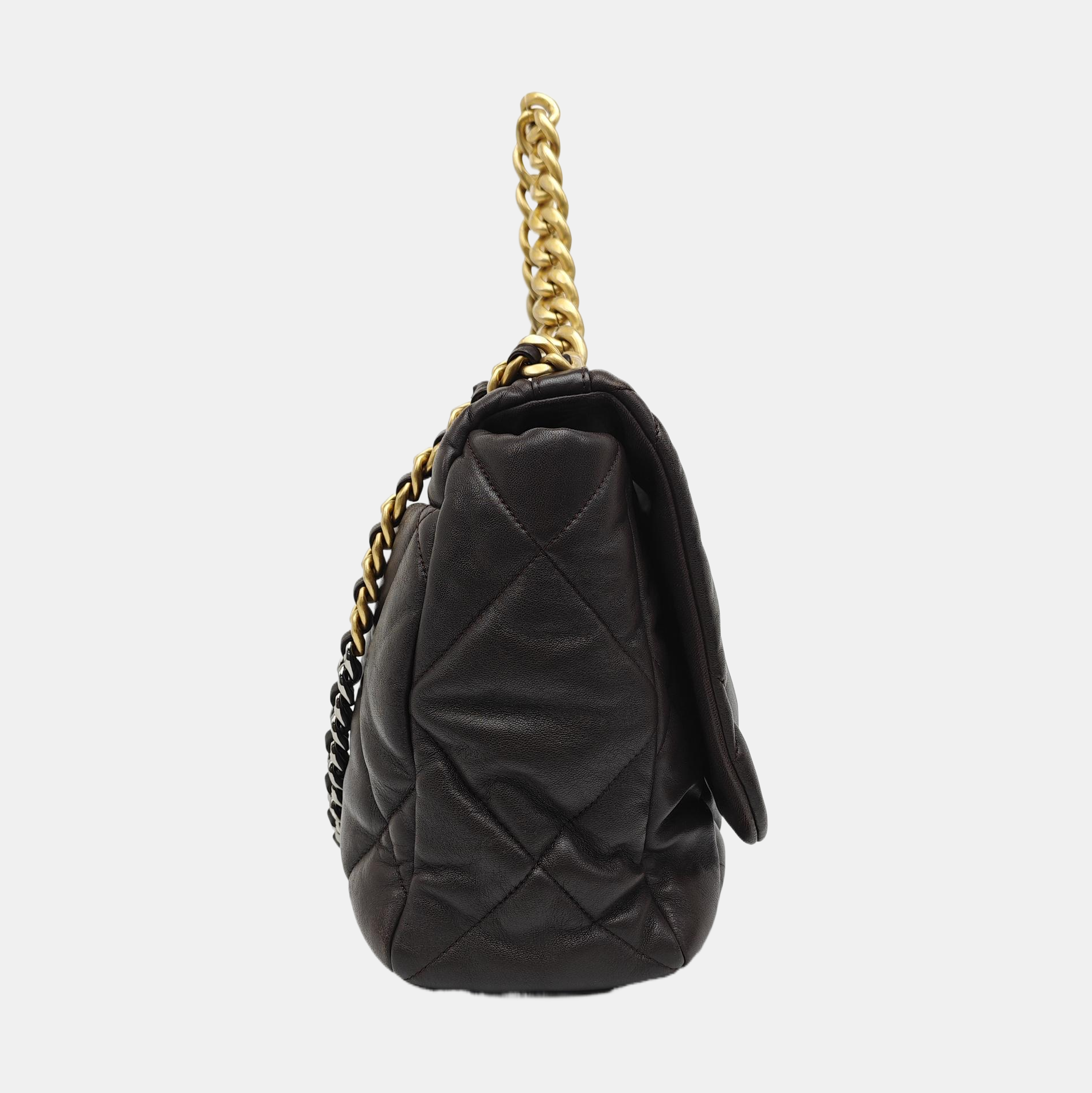 CHANEL 19 Maxi Quilted Calfskin Brown