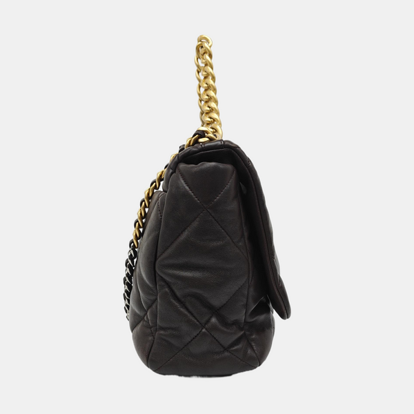 CHANEL 19 Maxi Quilted Calfskin Brown
