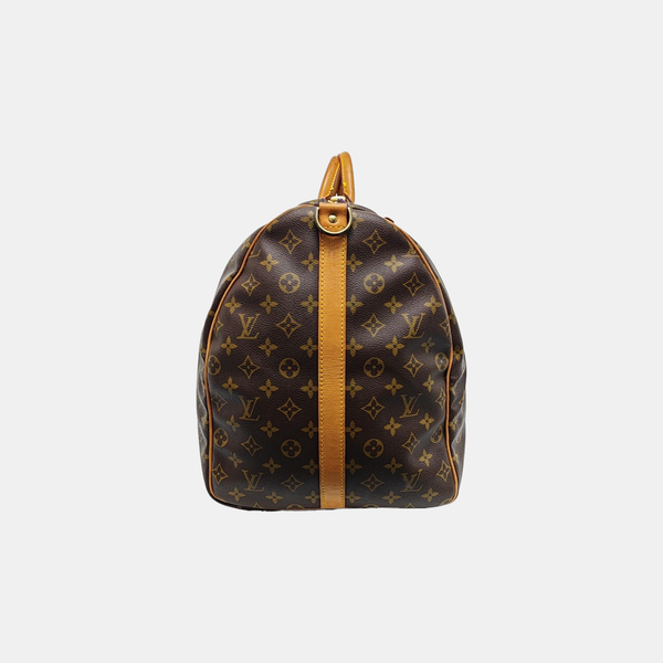 KEEPALL 60 Monogram Coated Canvas Brown