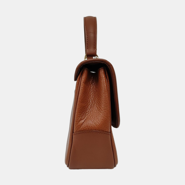Calfskin Top Handle Bag Brown