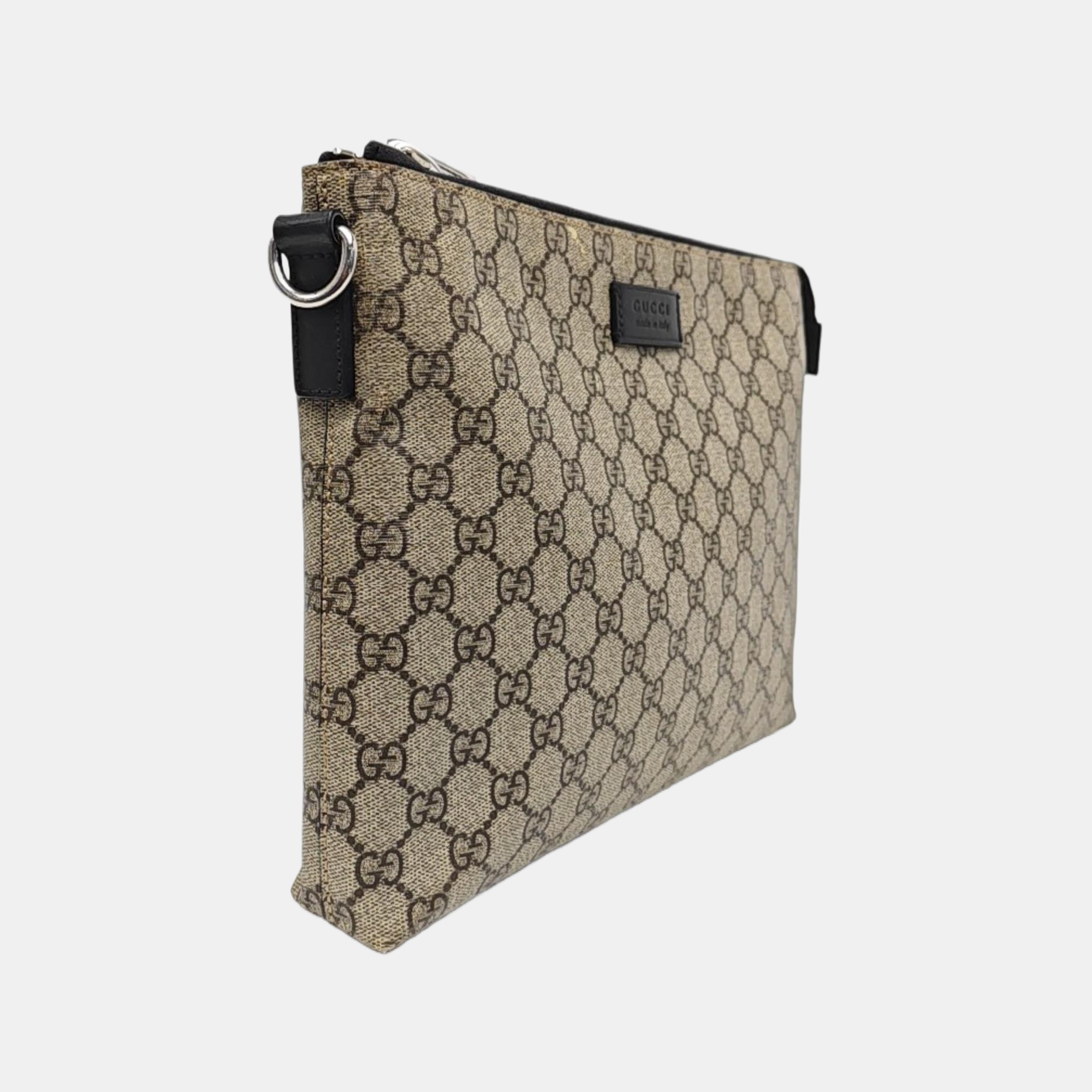 Monogram Coated Canvas Clutch Brown