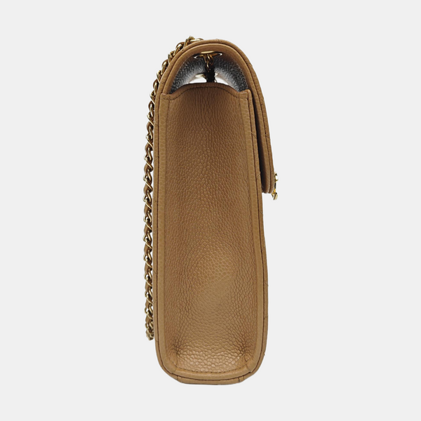 DOUBLE CC Quilted Grained Calfskin Brown