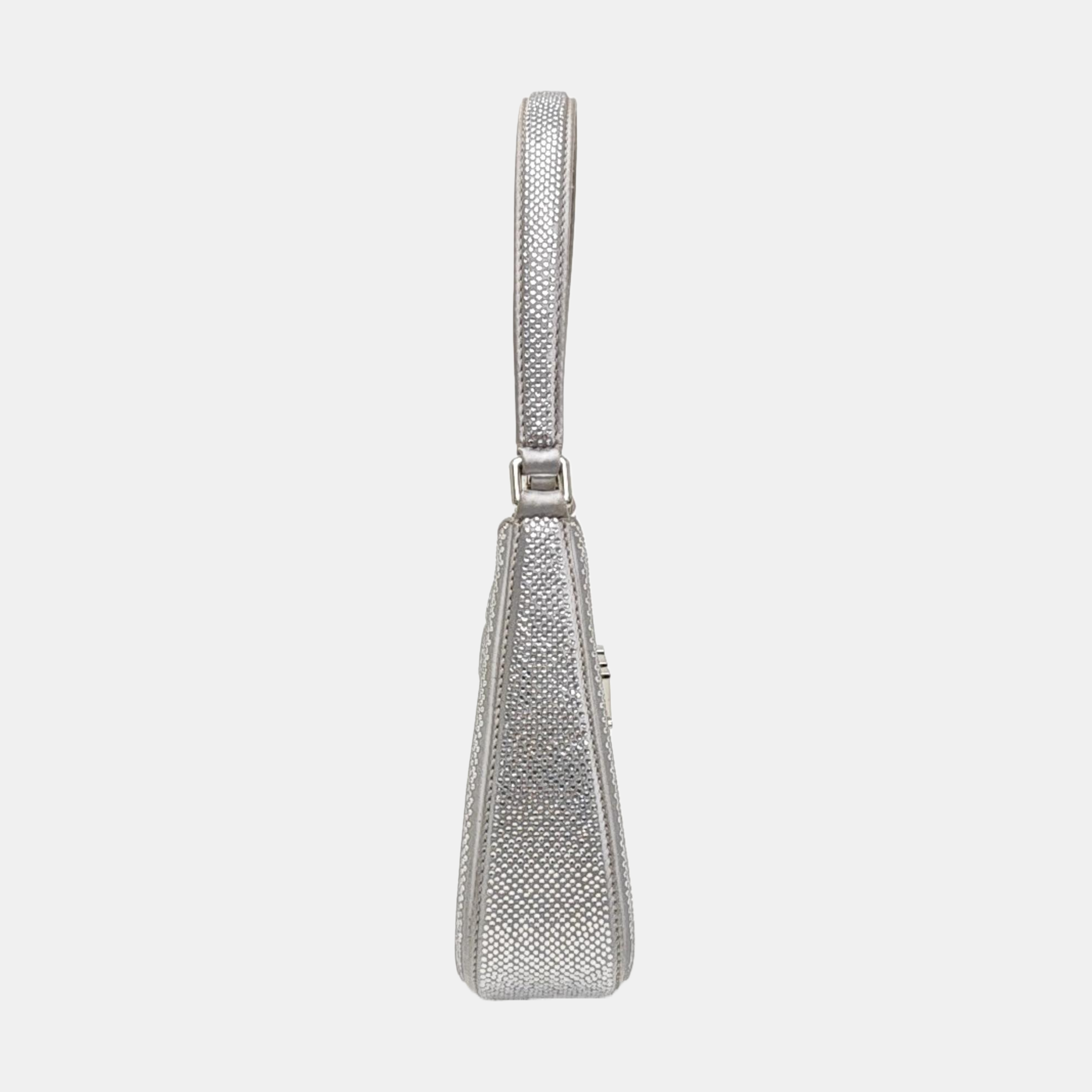 Satin Top Handle Bag Silver