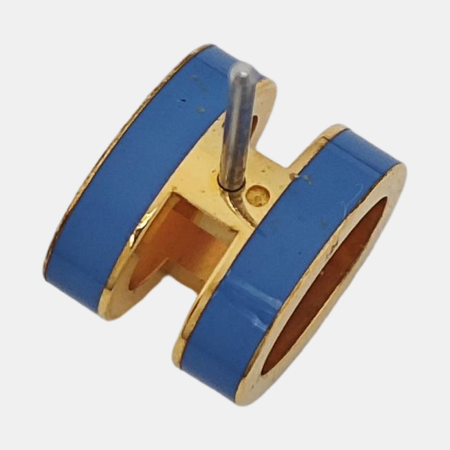 Pop H Metal Blue Stud Earrings