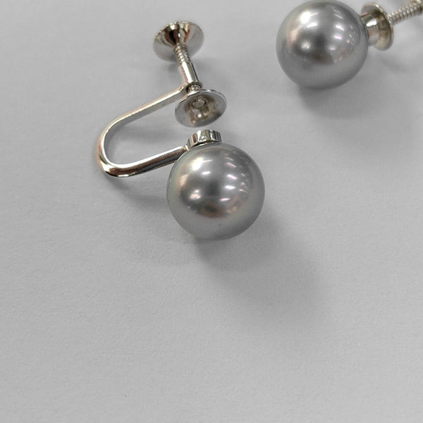 Pearl Blue Clip On Earrings