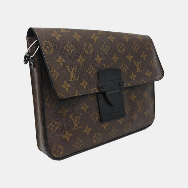 S LOCK Monogram Coated Canvas Brown