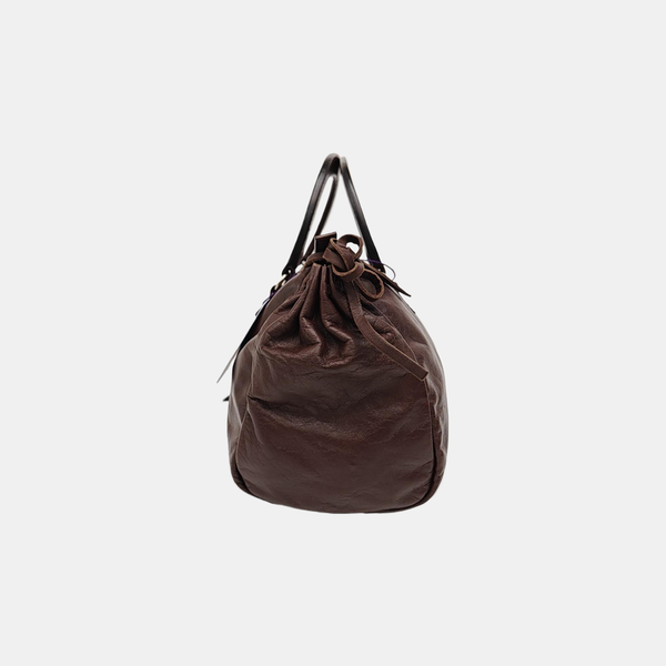 Calfskin Top Handle Bag Brown