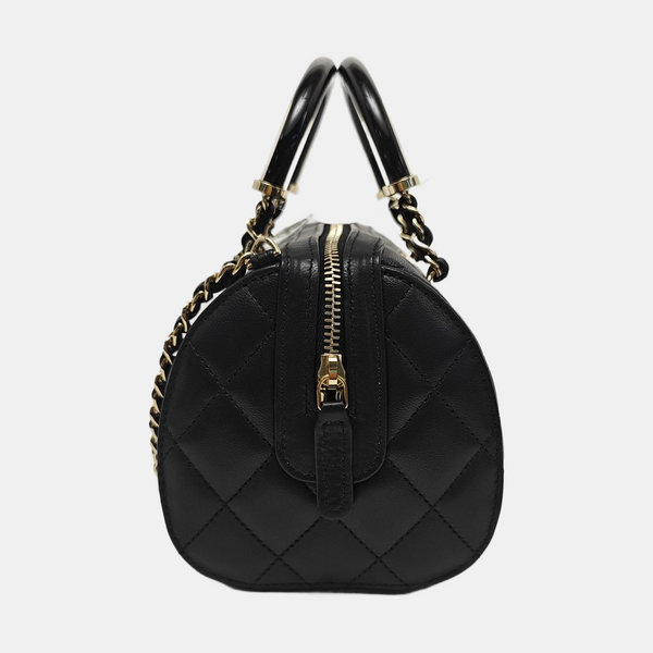 Quilted Lambskin Shoulder Bag Black