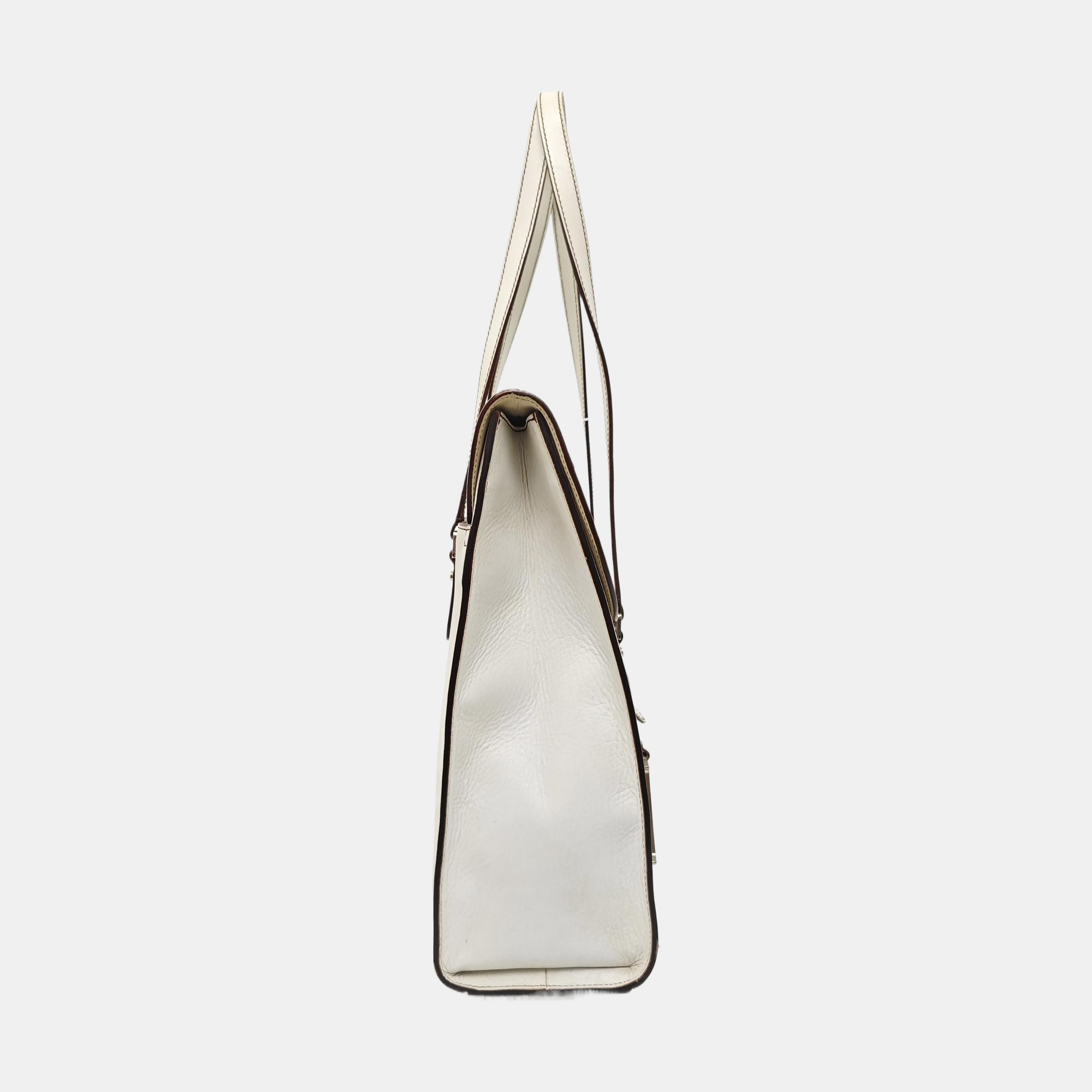 Saddle Medium Calfskin White