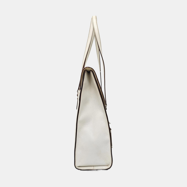 Saddle Medium Calfskin White