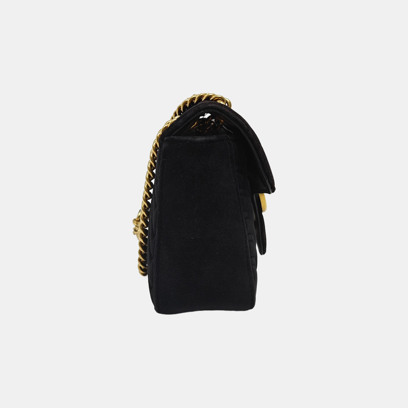 GG Marmont Mediana Terciopelo Acolchado Negro
