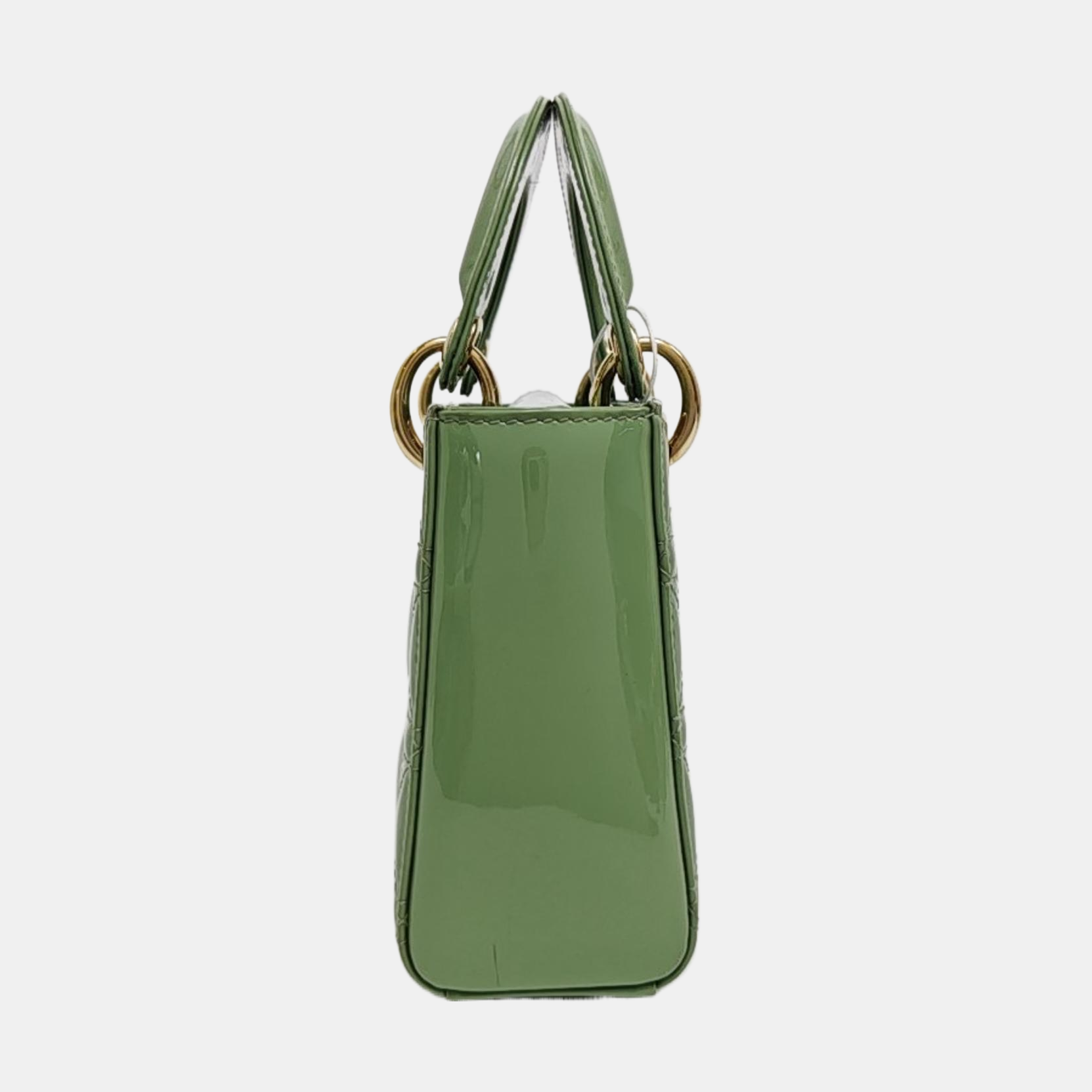 Lady Dior Mini Cannage Patent Leather Green