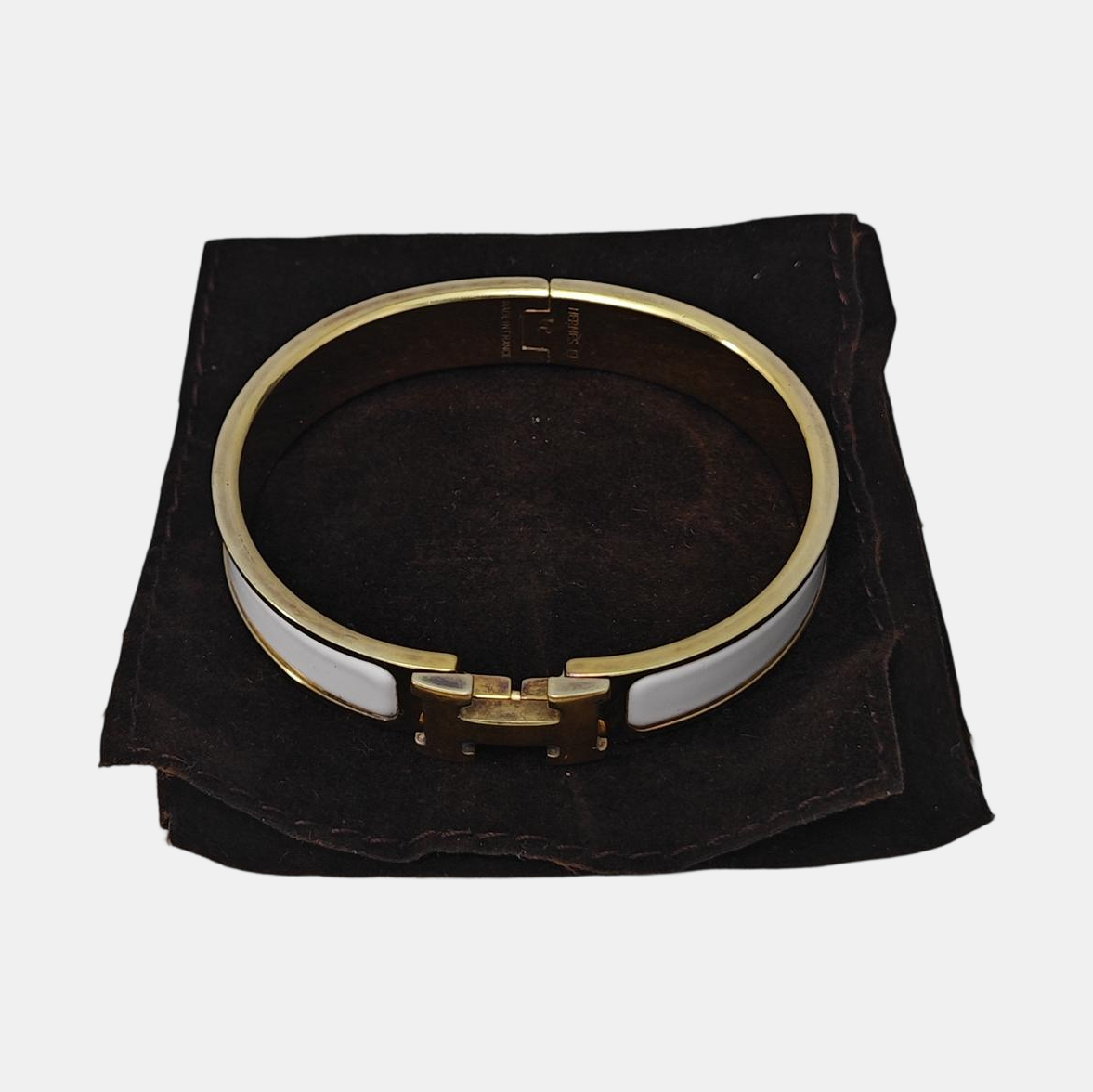 Clic H Metal White Bangle