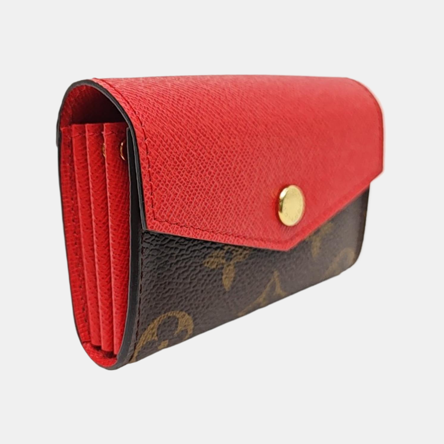 SARAH Monogram Coated Canvas Brown Card Holder