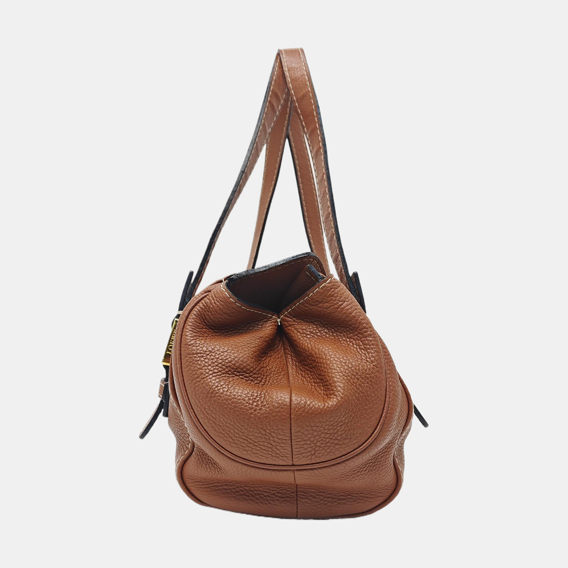 Calfskin Top Handle Bag Brown
