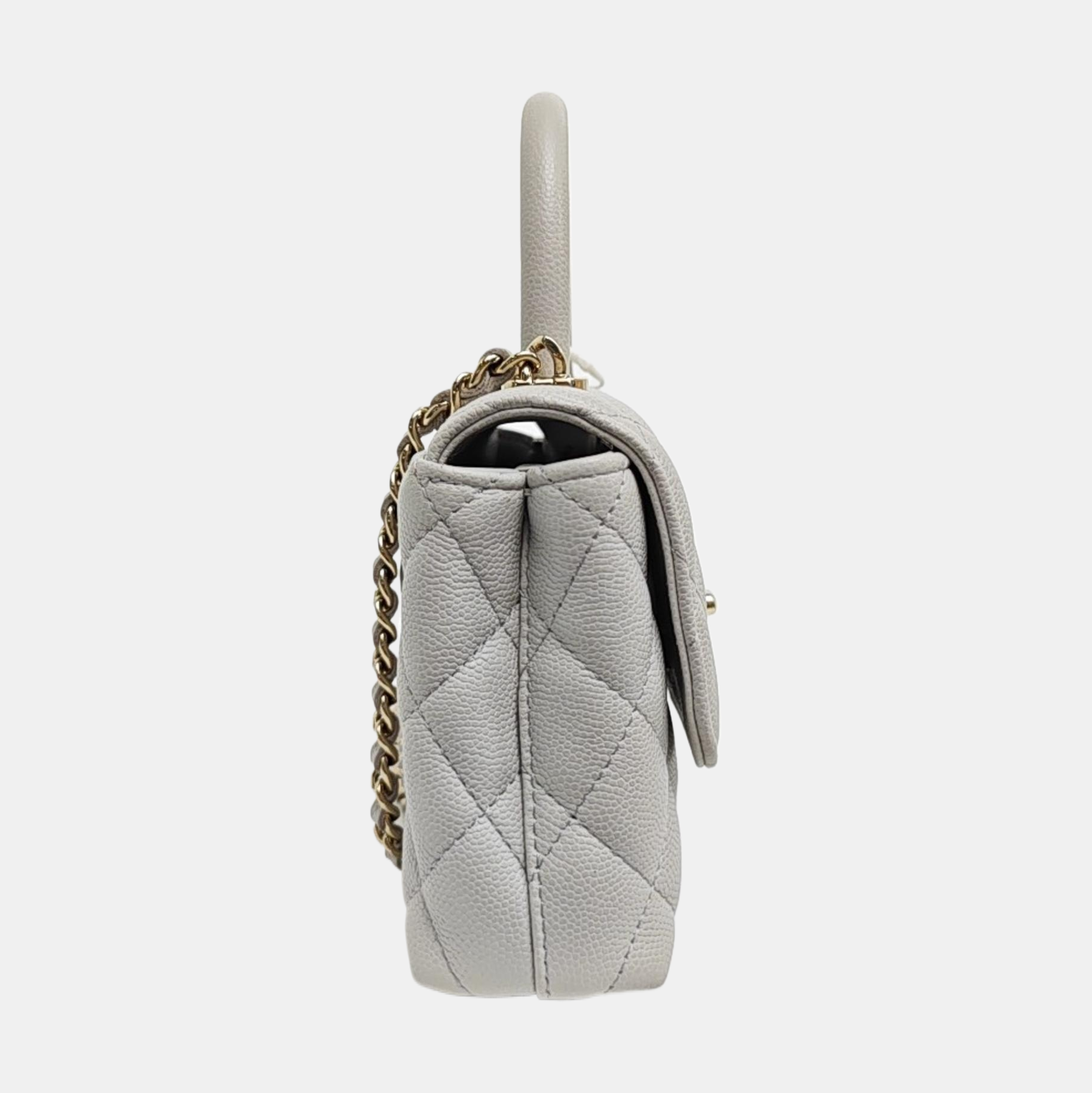 COCO HANDLE Mini Quilted Grained Calfskin Gray