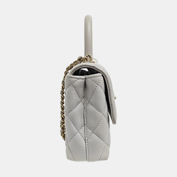 COCO HANDLE Mini Quilted Grained Calfskin Gray