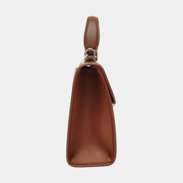 Calfskin Top Handle Bag Brown