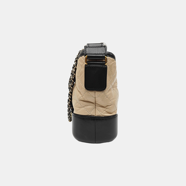 GABRIELLE Small Quilted Calfskin Beige