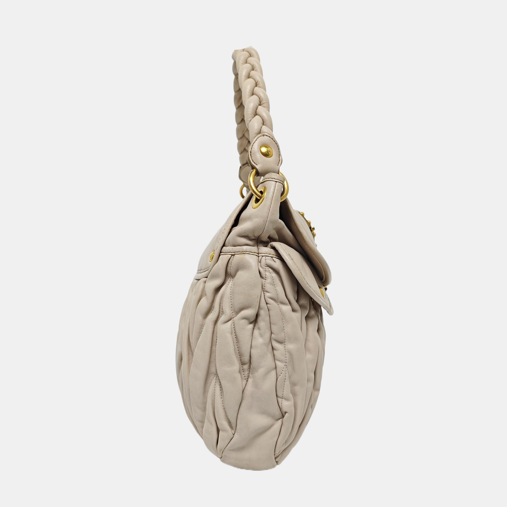 Miu Coffer Quilted Lambskin Beige