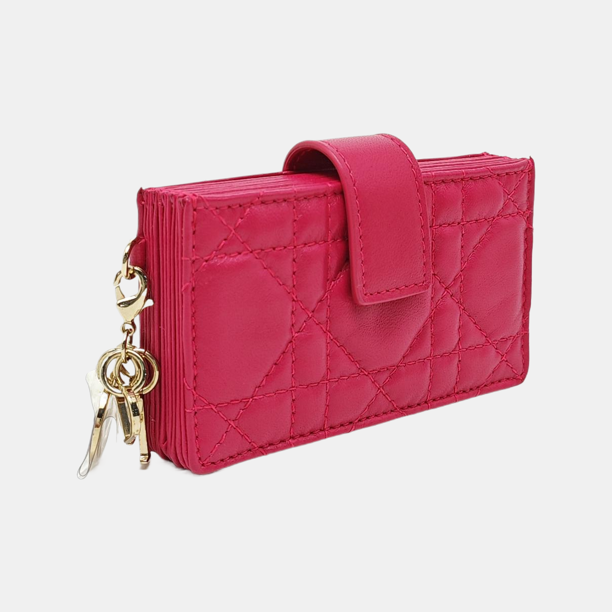 Lady Dior Super Mini Cannage Lambskin Pink Card Holder