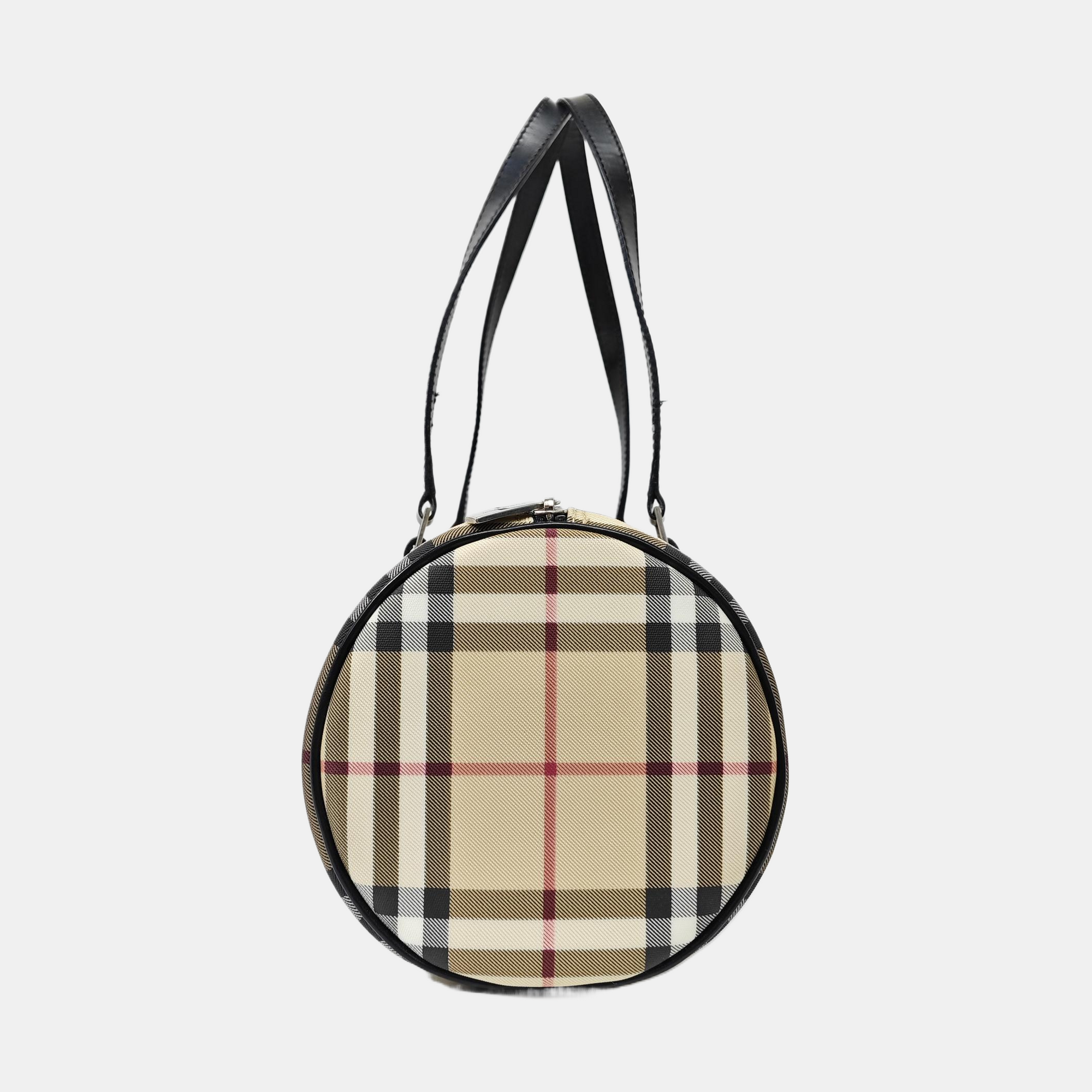 Coated Canvas Top Handle Bag Beige