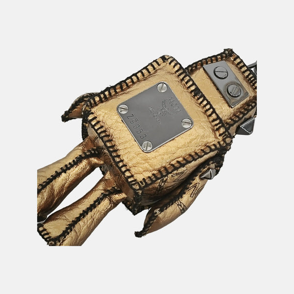 Gold Leather Bag Charm