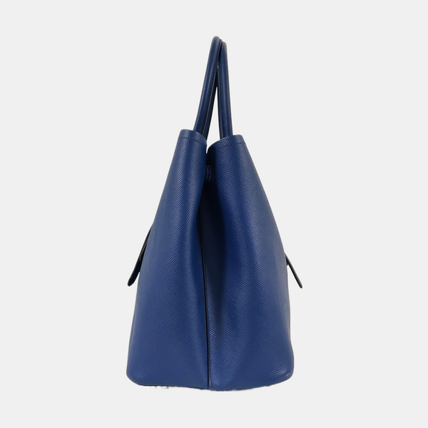 Authenticated pre-owned  Double Saffiano Calfskin Blue - Tote Bag at Looply