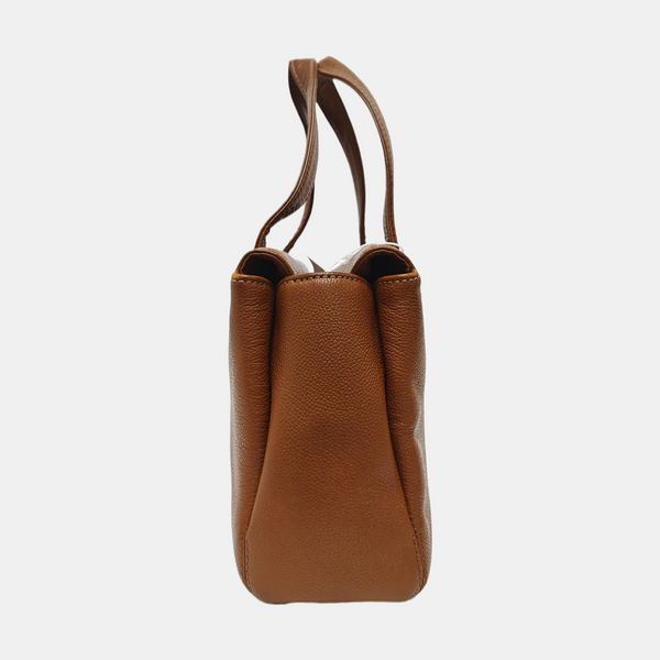Grained Calfskin Shoulder Bag Brown