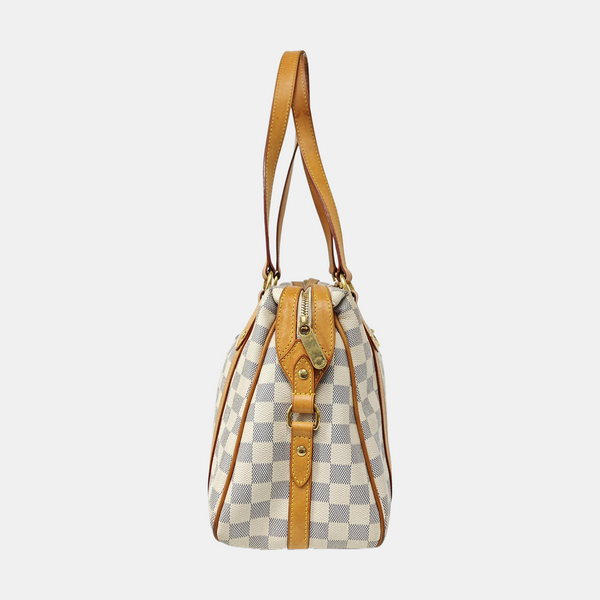 STRESA PM Damier Azur Coated Canvas White