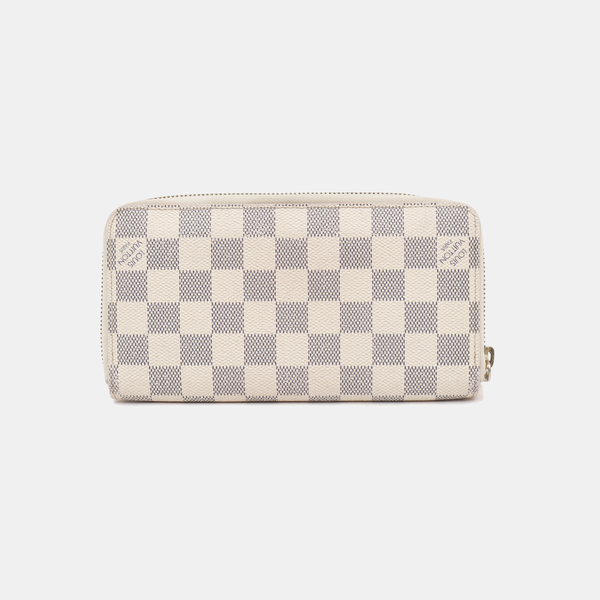 ZIPPY Damier Azur Coated Canvas White Wallet