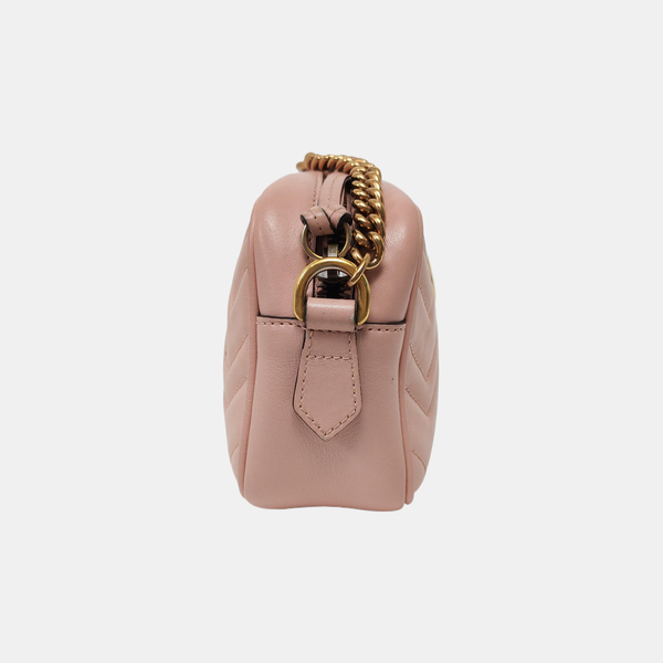 Authenticated pre-owned  GG Marmont Mini Quilted Calfskin Pink - Crossbody Bag at Looply