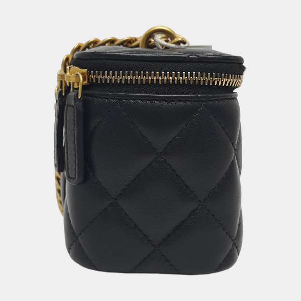 VANITY CASE Mini Quilted Lambskin Black