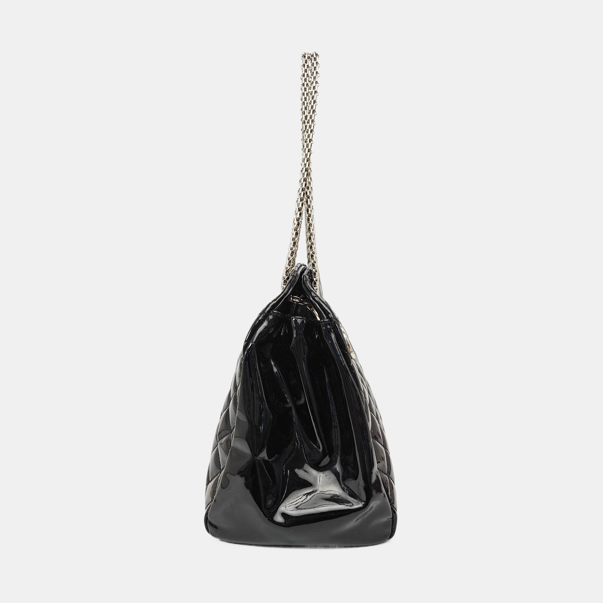 JUST MADEMOISELLE Large Quilted Patent Leather Black